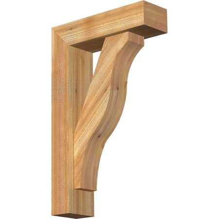 Ekena Millwork Funston Block Rough Sawn Bracket w/ Offset Brace, Western Red Cedar, 6"W x 20"D x 32"H BKT0604X20X32FST05RWR